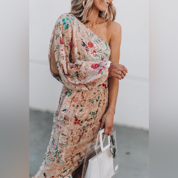 Floral One Shoulder Midi Dress - Picture 3 of 4